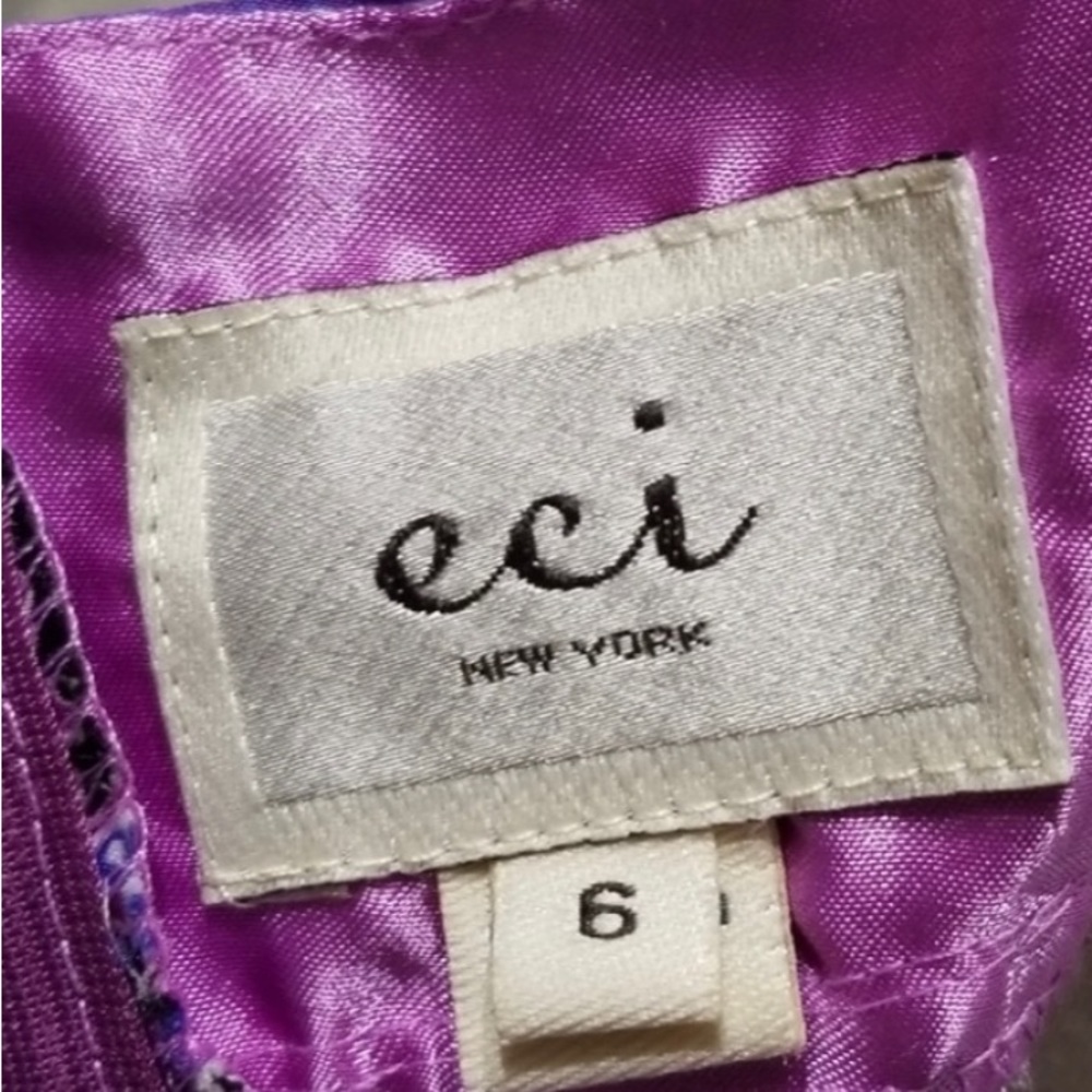 ECI•Purple Paisley Charmeuse Silky•Maxi•Dress•Sz 6 - Picture 7 of 8
